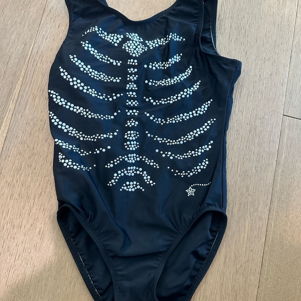 Skeleton Print Black Leotard